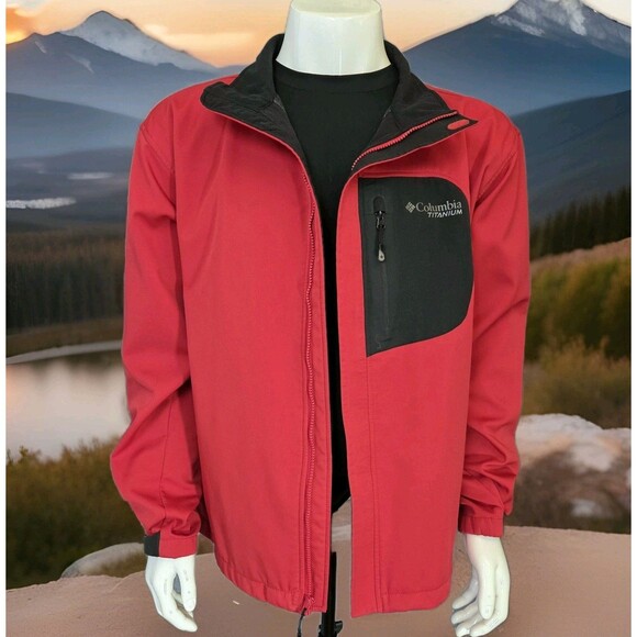 COLUMBIA TITANIUM Omni-Heat SoftShell Jacket Men's XXL Red/Black - Picture 1 of 14